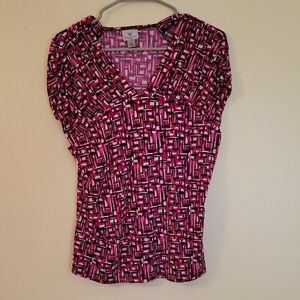 Worthington Pink and Black Patterned Blouse